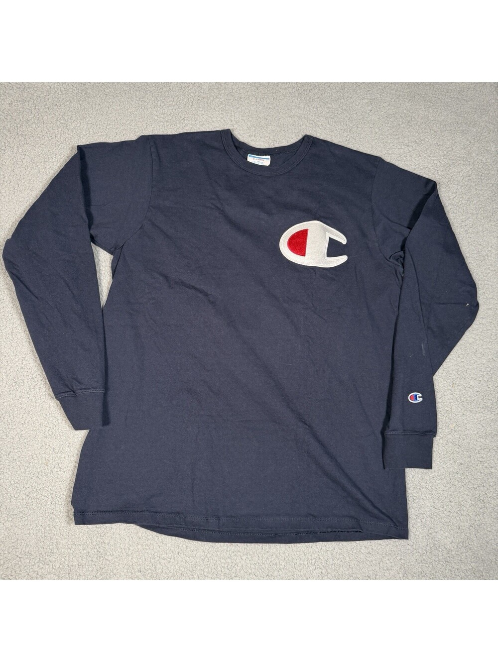 Champion T-Shirt Mens Size XL Navy Blue Classic Short Sleeve Crew Neck Patch